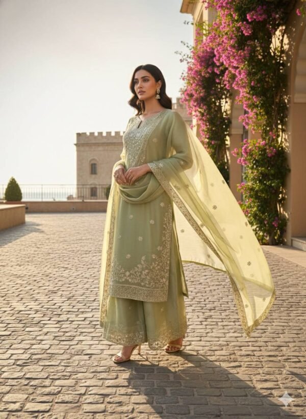 New Designer Party Wear Top Plazzo & Dupatta Set