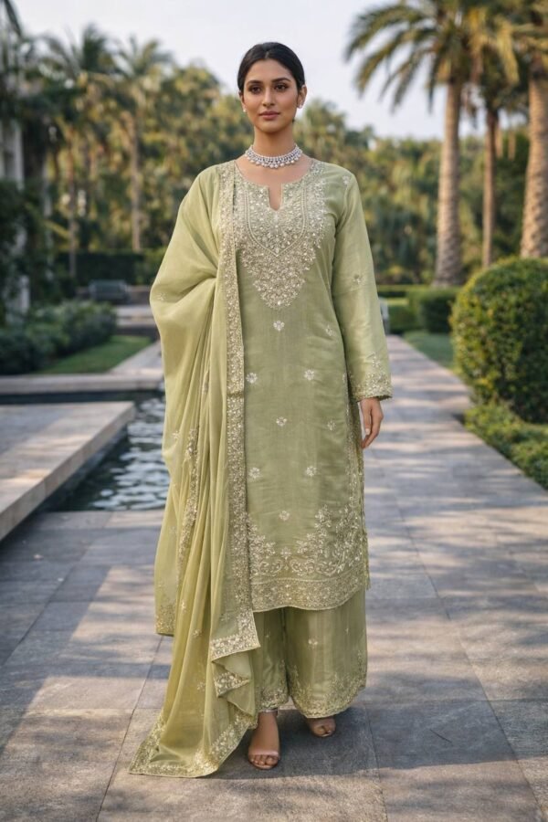New Designer Party Wear Top Plazzo & Dupatta Set