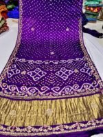 Gaji Silk Original Bandhani With Gota Pati Hand Work Saree