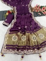 Gaji Silk Original Gala Pallu With Gota Pati Hand Work Saree