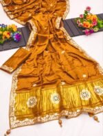 Gaji Silk Original Gala Pallu With Gota Pati Hand Work Saree