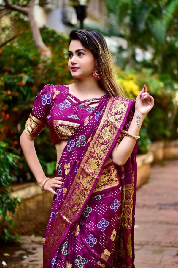 New Block Print Bandhani Saree