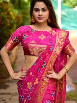 New Block Print Bandhani Saree