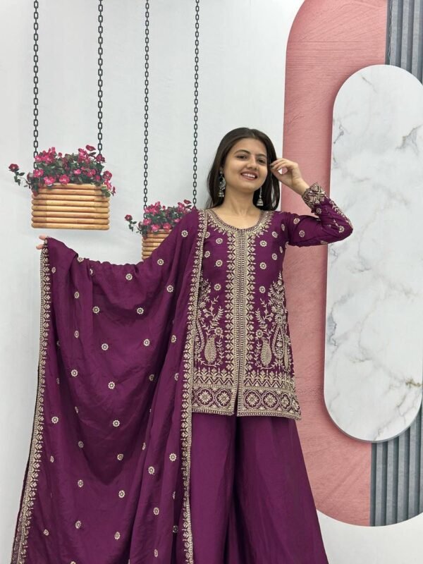 Prisha Fashion Launching New Designer Party Wear Top Plazzo & Dupatta Set
