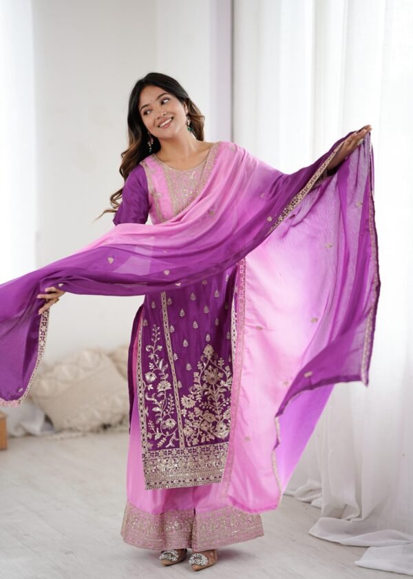 New Designer Party Wear Top Plazzo & Dupatta Set