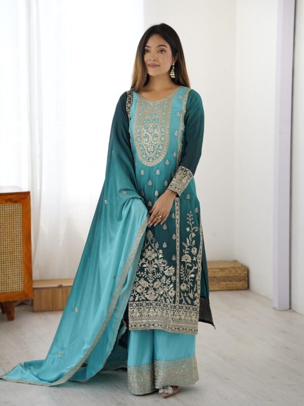 New Designer Party Wear Top Plazzo & Dupatta Set