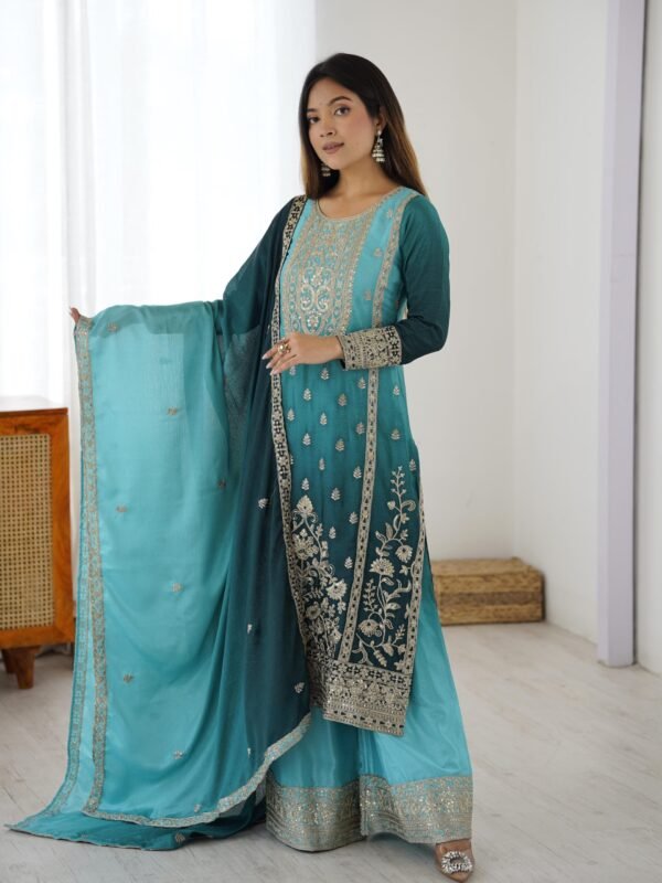New Designer Party Wear Top Plazzo & Dupatta Set