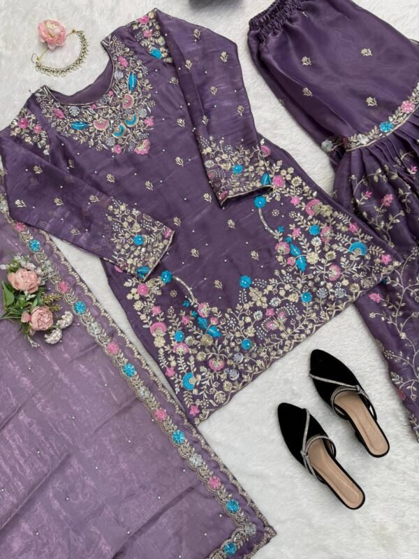 New Designer Party Wear Top Plazzo & Dupatta Set