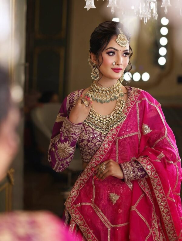Foux Gorgette Intricate Thread & Sequnce Embroidery Lahenga