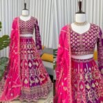 Foux Gorgette Intricate Thread & Sequnce Embroidery Lahenga