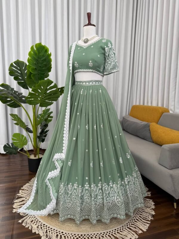 Foux Gorgette thread with 9mm Sequnce Lahenga