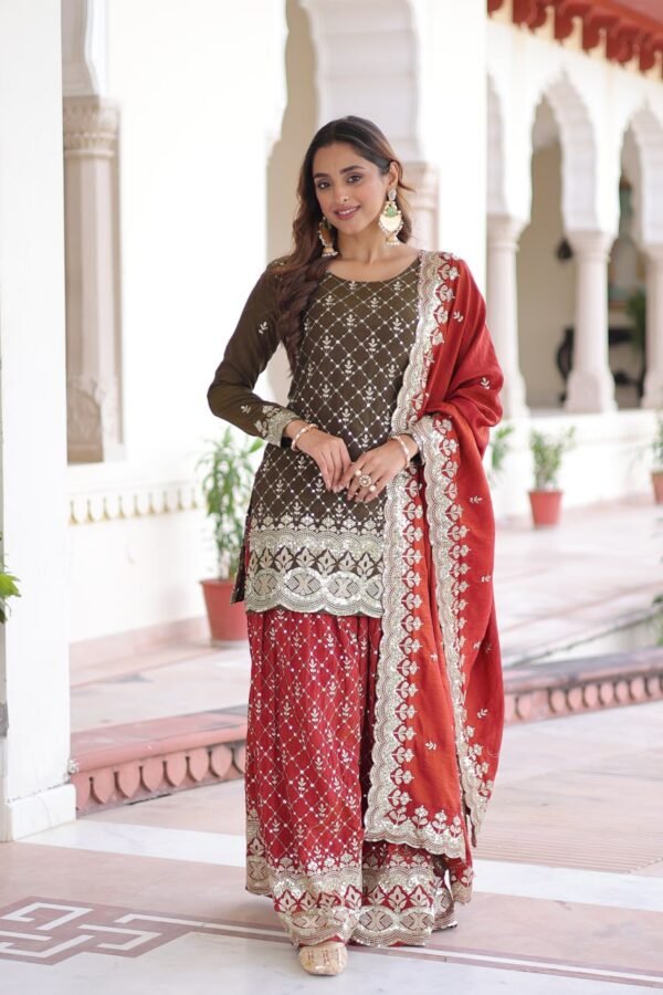 PREMIUM DESIGNER READYMADE TOP-SHARARA-DUPATTA