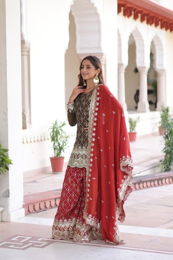 PREMIUM DESIGNER READYMADE TOP-SHARARA-DUPATTA