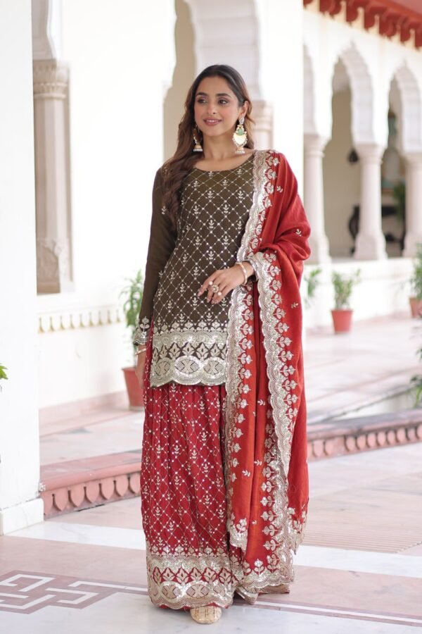 PREMIUM DESIGNER READYMADE TOP-SHARARA-DUPATTA
