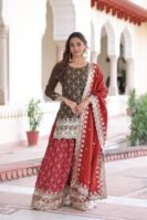 PREMIUM DESIGNER READYMADE TOP-SHARARA-DUPATTA