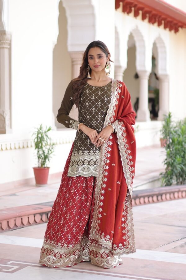 PREMIUM DESIGNER READYMADE TOP-SHARARA-DUPATTA