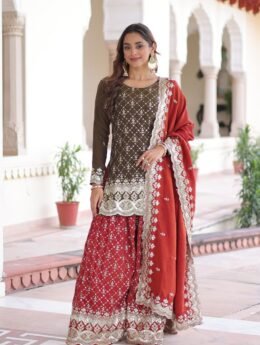 PREMIUM DESIGNER READYMADE TOP-SHARARA-DUPATTA