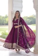Vichitra Silk with Rich Sequins Embroidered work Gown