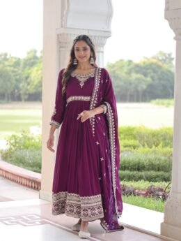 Vichitra Silk with Rich Sequins Embroidered work Gown