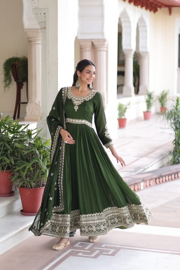Vichitra Silk with Rich Sequins Embroidered work Gown
