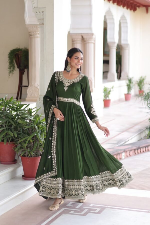 Vichitra Silk with Rich Sequins Embroidered work Gown