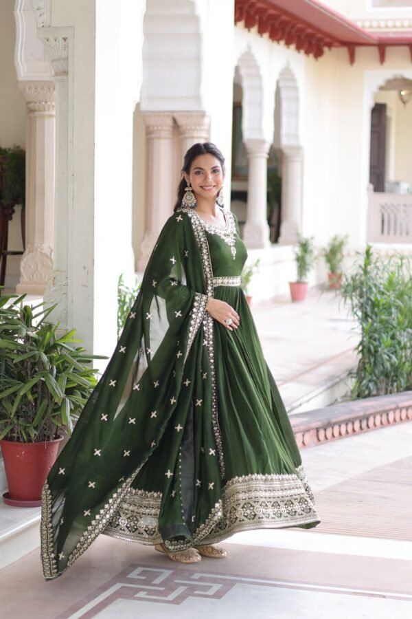 Vichitra Silk with Rich Sequins Embroidered work Gown
