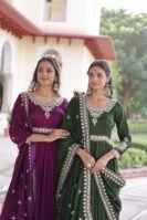 Vichitra Silk with Rich Sequins Embroidered work Gown