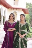 Vichitra Silk with Rich Sequins Embroidered work Gown