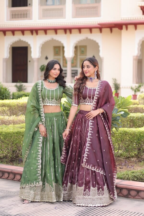 Gold Crush with Sequins & Zari Embroidered Work Lehenga Choli