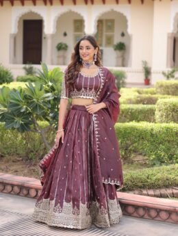 Gold Crush with Sequins & Zari Embroidered Work Lehenga Choli