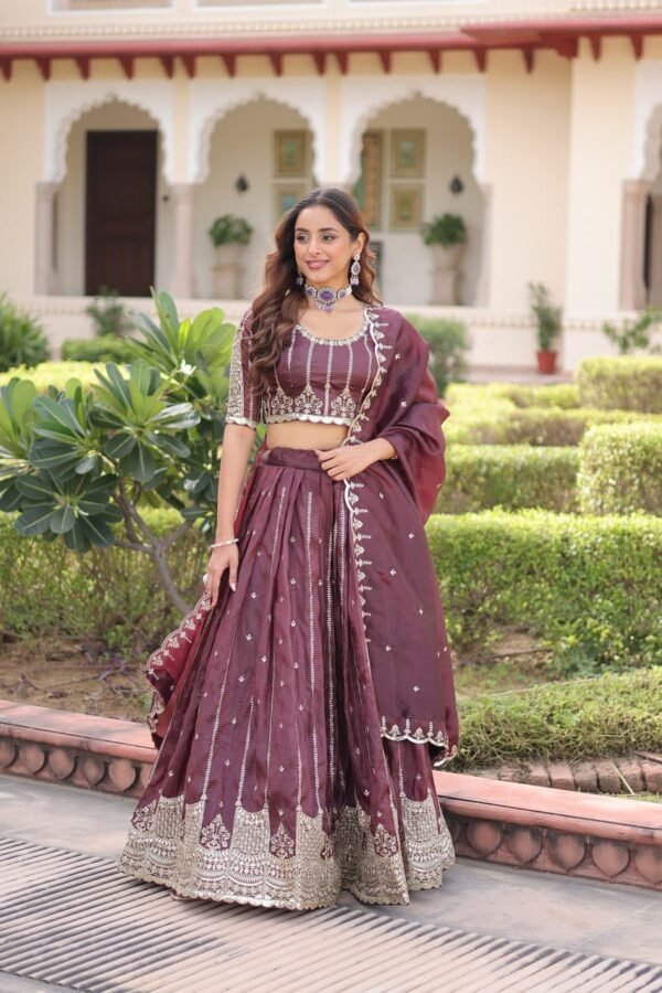 Gold Crush with Sequins & Zari Embroidered Work Lehenga Choli