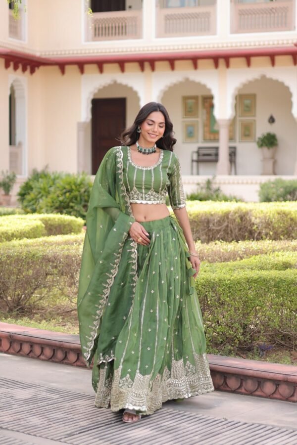 Gold Crush with Sequins & Zari Embroidered Work Lehenga Choli