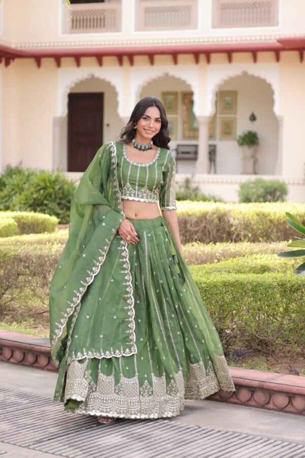 Gold Crush with Sequins & Zari Embroidered Work Lehenga Choli
