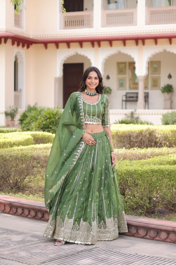Gold Crush with Sequins & Zari Embroidered Work Lehenga Choli