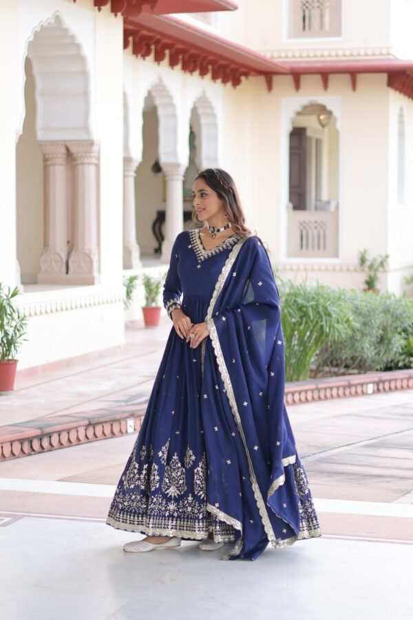 Vichitra Silk with Rich Sequins Embroidered work Gown