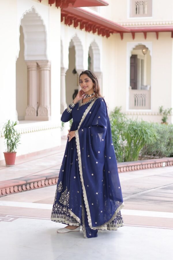 Vichitra Silk with Rich Sequins Embroidered work Gown
