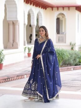 Vichitra Silk with Rich Sequins Embroidered work Gown