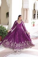 Vichitra Silk with Rich Sequins Embroidered work Gown
