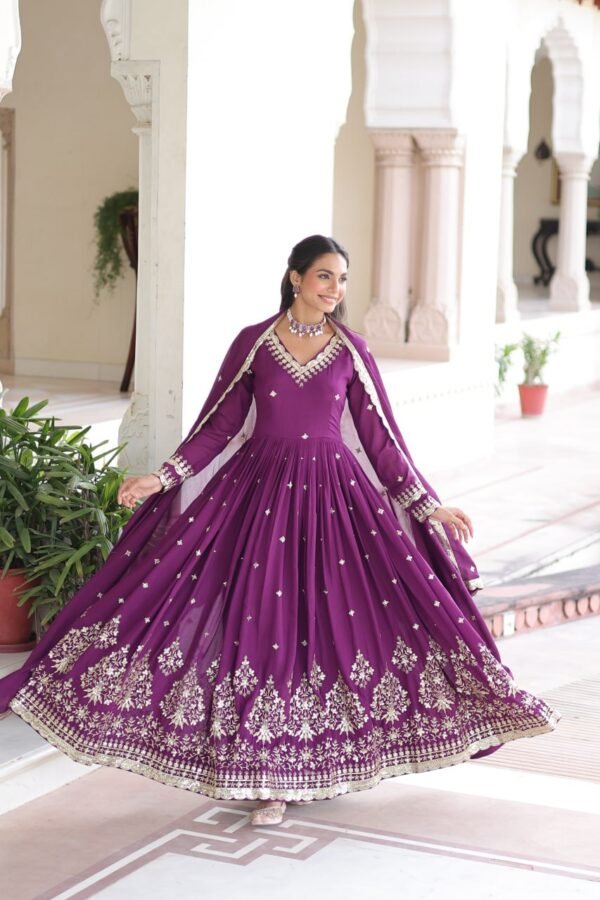 Vichitra Silk with Rich Sequins Embroidered work Gown