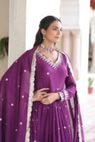 Vichitra Silk with Rich Sequins Embroidered work Gown