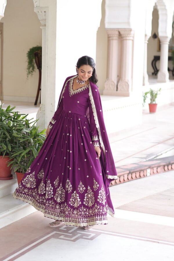 Vichitra Silk with Rich Sequins Embroidered work Gown