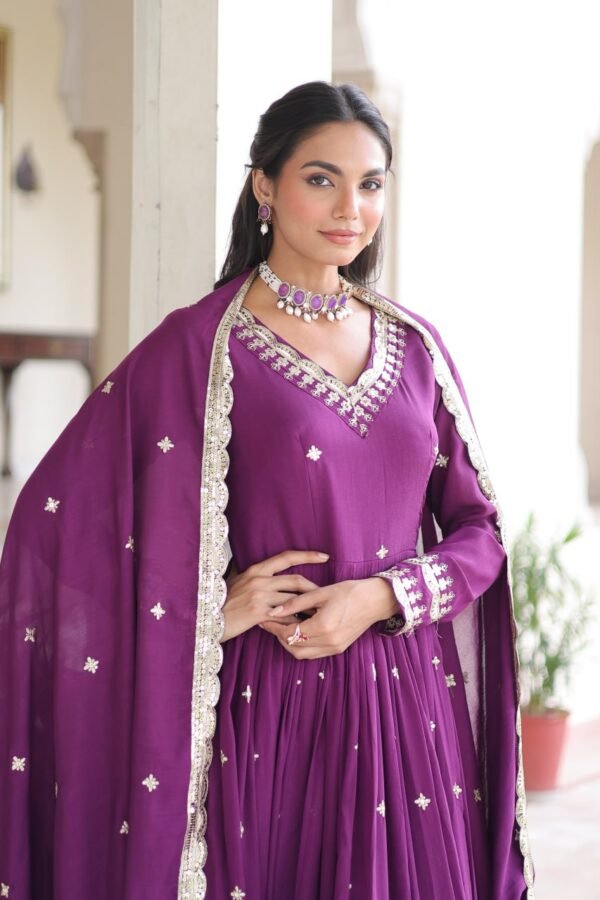 Vichitra Silk with Rich Sequins Embroidered work Gown