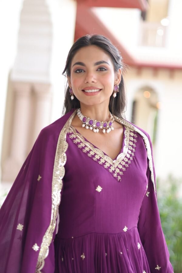 Vichitra Silk with Rich Sequins Embroidered work Gown