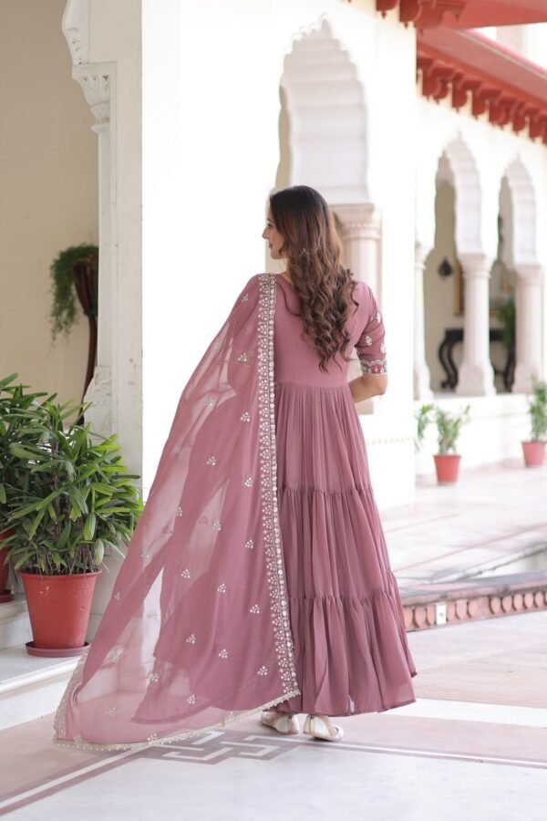 Faux Blooming With Sequins Multithreaded Beads Embroidered work Gown