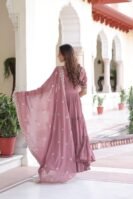 Faux Blooming With Sequins Multithreaded Beads Embroidered work Gown