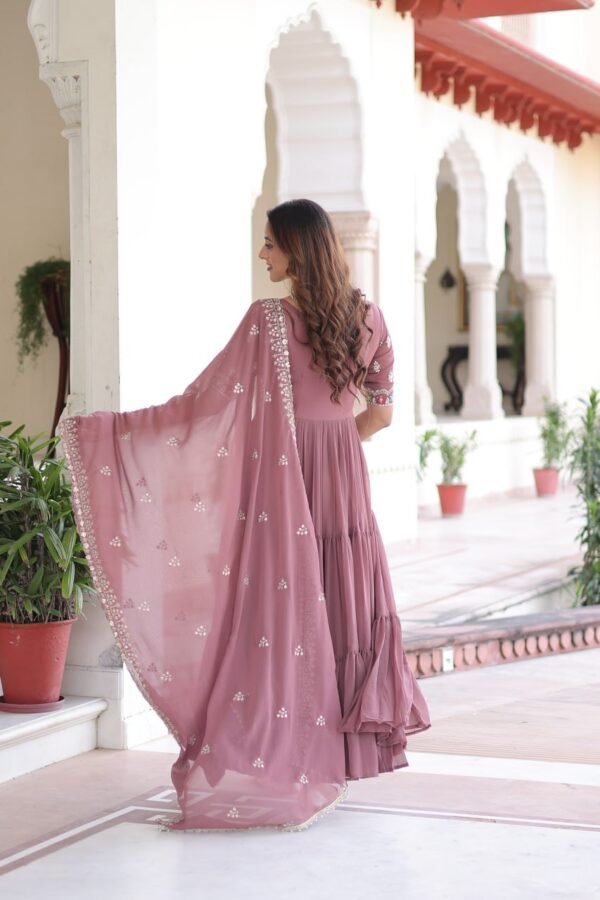 Faux Blooming With Sequins Multithreaded Beads Embroidered work Gown