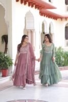 Faux Blooming With Sequins Multithreaded Beads Embroidered work Gown