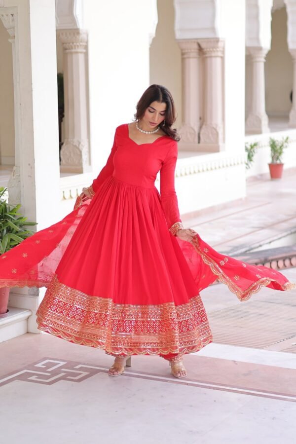 Vichitra Silk with Rich Sequins Embroidered work Gown