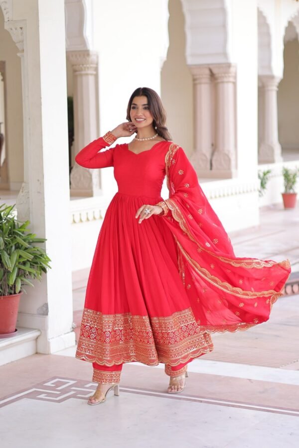 Vichitra Silk with Rich Sequins Embroidered work Gown