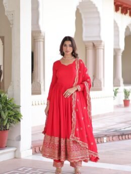 Vichitra Silk with Rich Sequins Embroidered work Gown